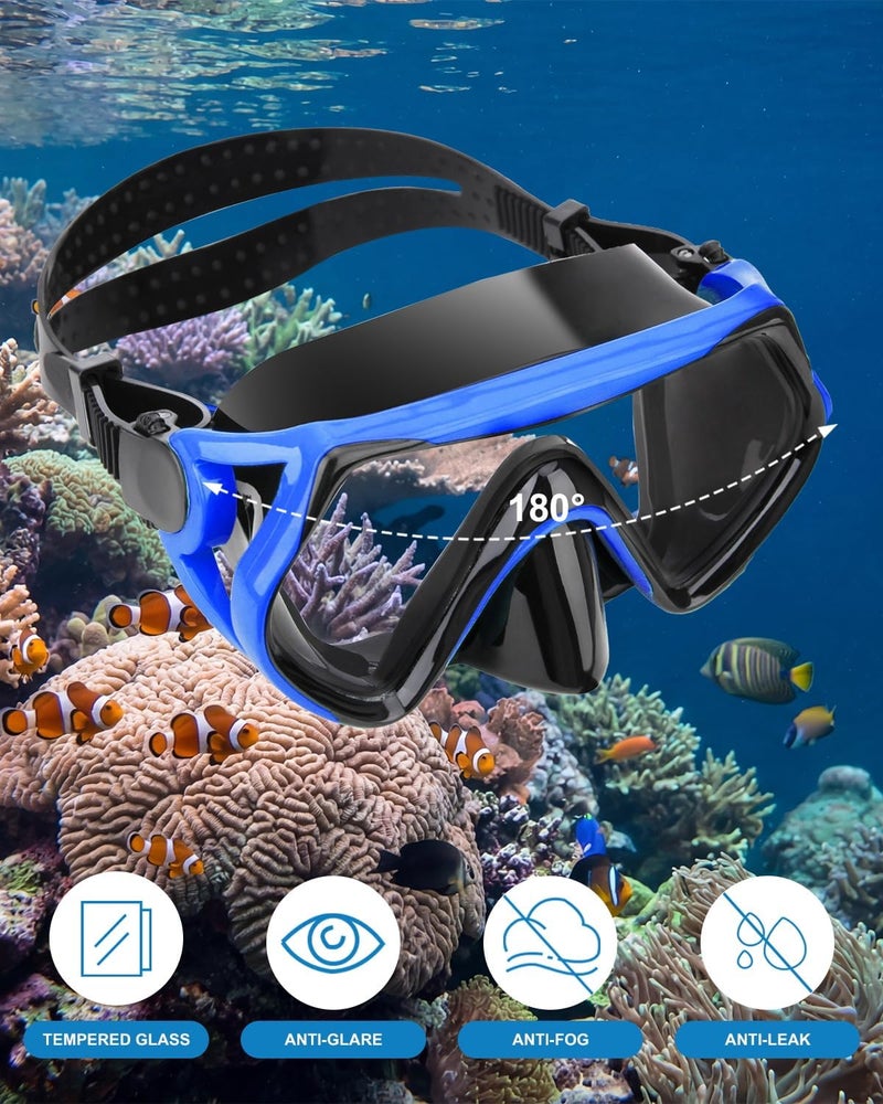 DIPUKI Snorkeling Gear for Adults, Dry Snorkel Mask Set, Scuba Diving Snorkle mask Set Adult, Panoramic Wide View Anti-Fog Dive mask, Swimming Diving Snorkeling Packages - Image 3